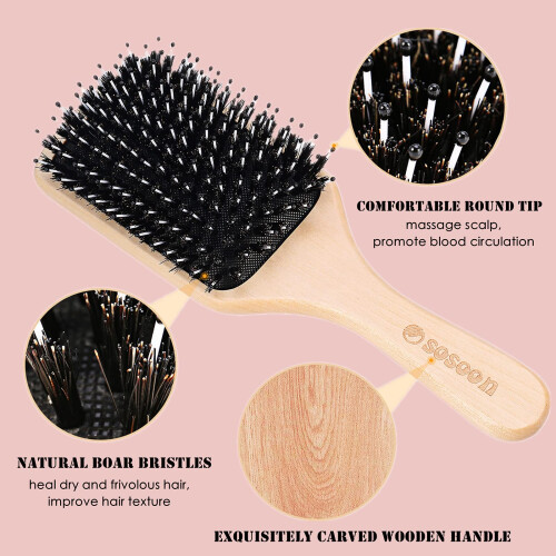 Hair Brush, Sosoon Boar Bristle Paddle 1
