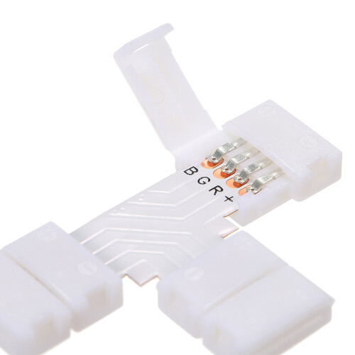 RGB LED Connector T Shape 4 Pin Quick Splitter 10 Pack White 1