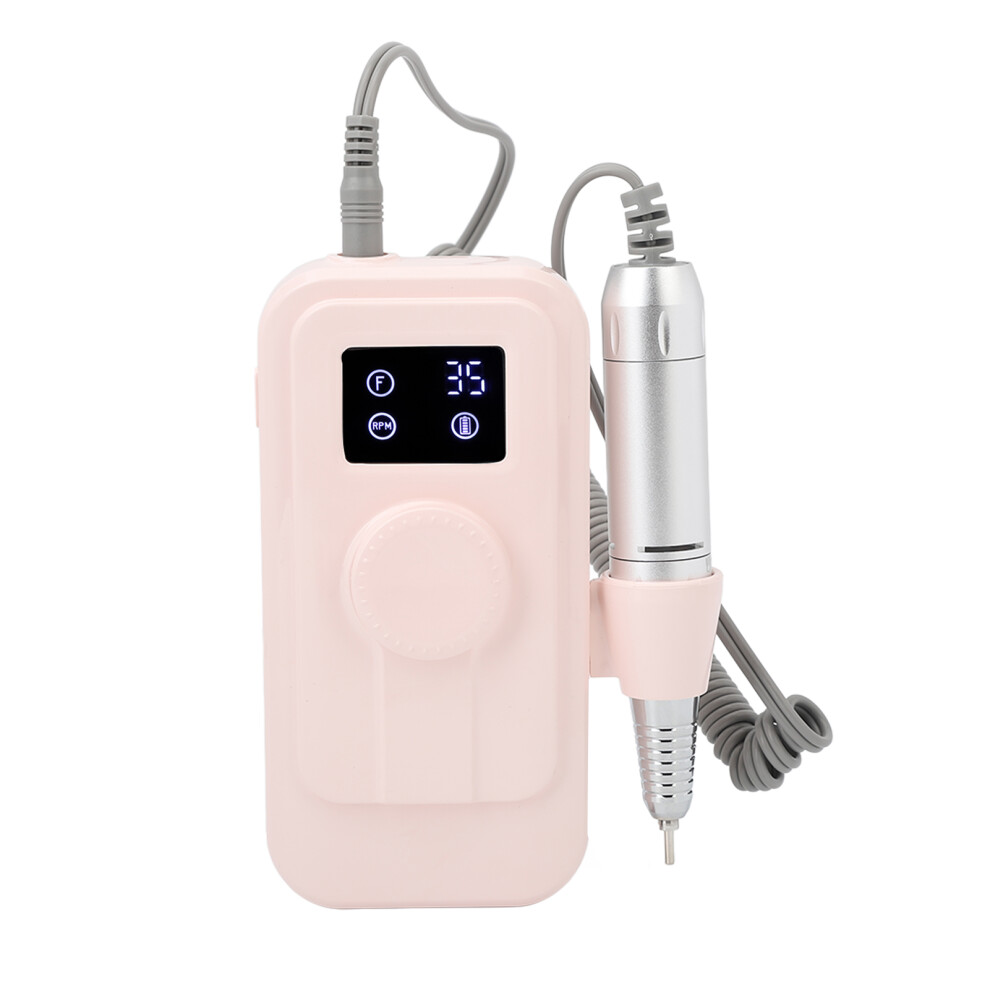 Pink Portable Rechargeable Electric Nail Drill 35000Rpm 3000Mah