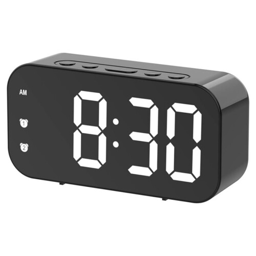 Wecker, Digitaler Wecker, Dimmbar für das Schlafzimmer, Steckerwecker Schwarz 1