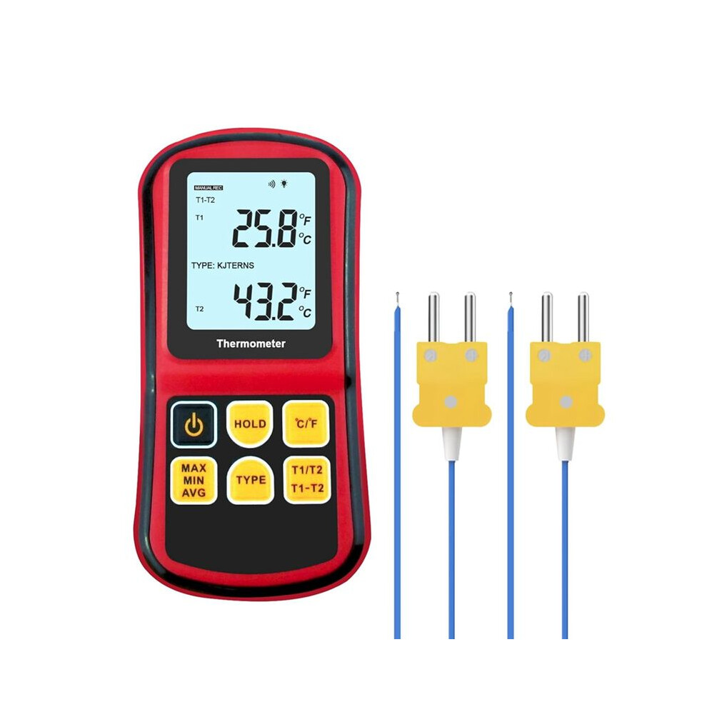 Digital Thermocouple Thermometer, Dual Channel Thermometer With Two K Type Probes Lcd Display Temperature Meter 6031320167559