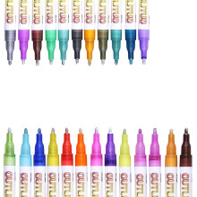 Shimmer Markers, 24 Colors Metallic Outline Glitter Pens Set for Kids and Adults, School Supplies Great for Drawing