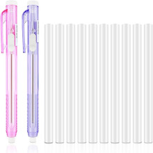 12 Pack Retractable Mechanical Eraser Pens, 2 Pen Erasers with 10 Replacement Eraser Refills for School Home Office A