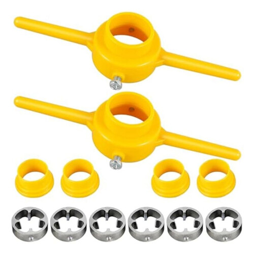2sets Plastic Pipe Thread Die Kit,PVC Pipe Threader Plumbing Tool Kit,Water Pipe Die Plastic Pipe Die Tap Wrench Set