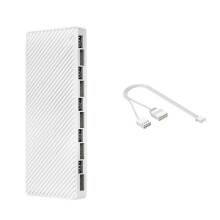 ARGB/PWM Hub Dual 10 Expansion ARGB Controller 2 in 1 Fan HUB Adapter for Case Fan White