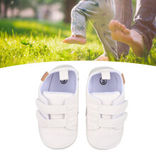 White PU Leather Baby Sneakers, Size 3, 13cm