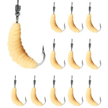 (Yellow hook) Realistic Soft Maggot Fishing Bait - Tackle Accessory
