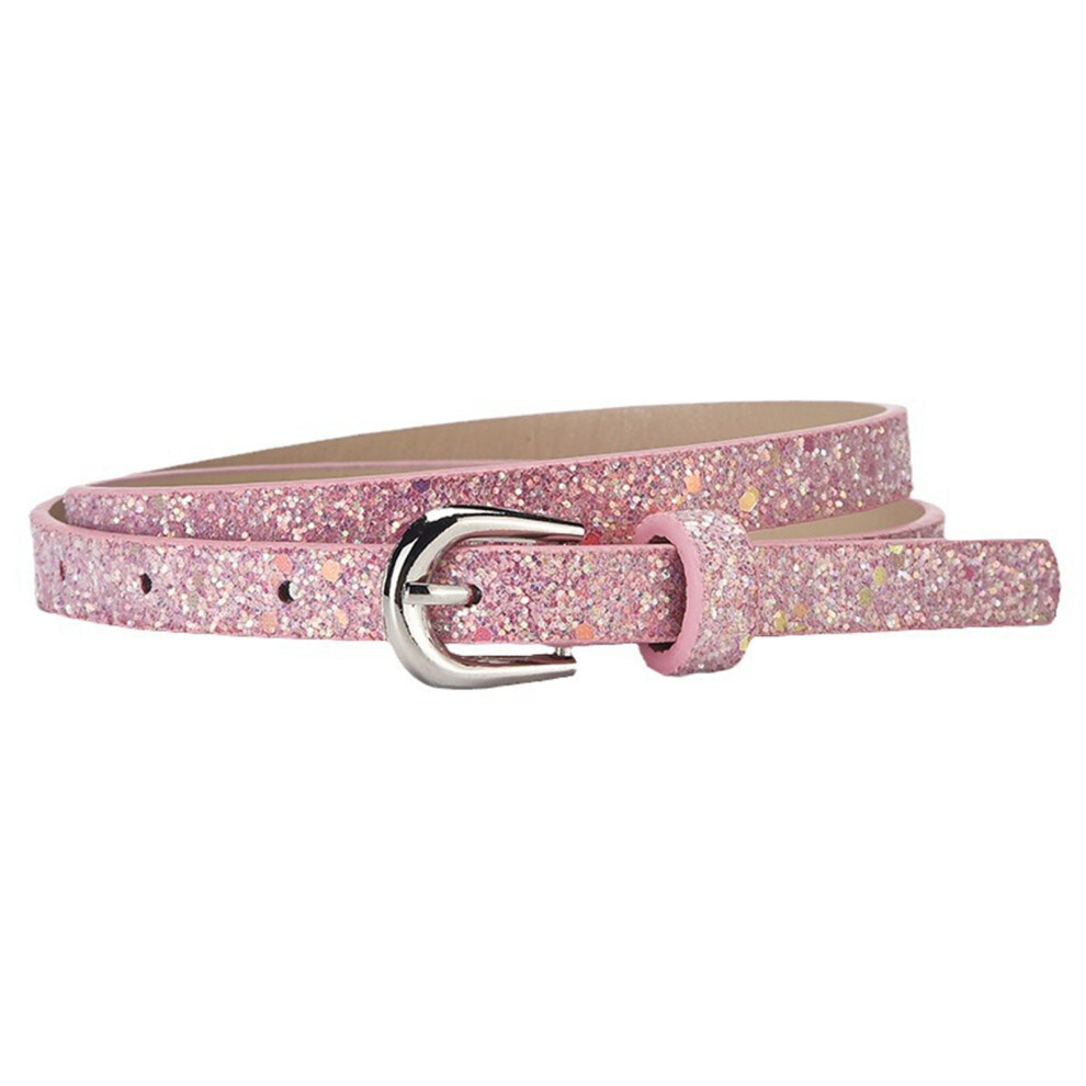 Dachuang Beauty (Pink) Sparkly Sequin Belt For Women - Pin Buckle Waist Belt