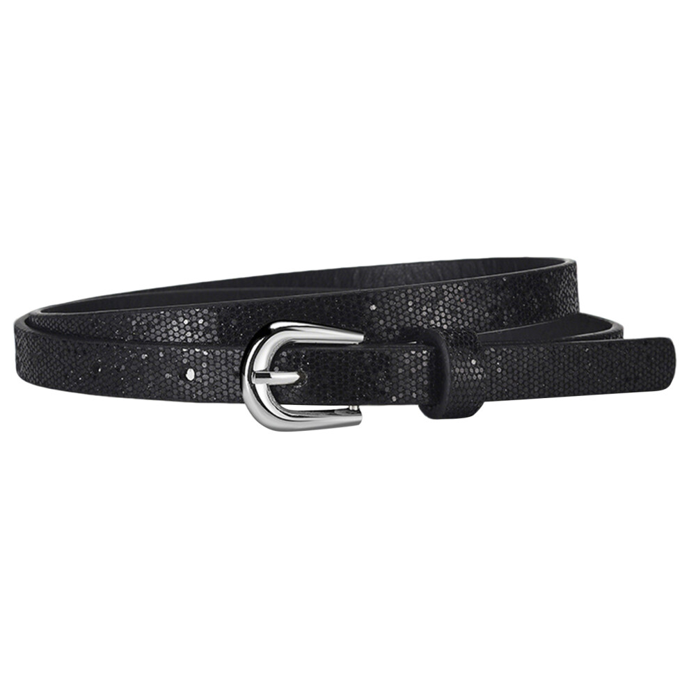 Roc-Electron (Black) Sparkly Sequin Belt For Women - Pin Buckle Waist Belt