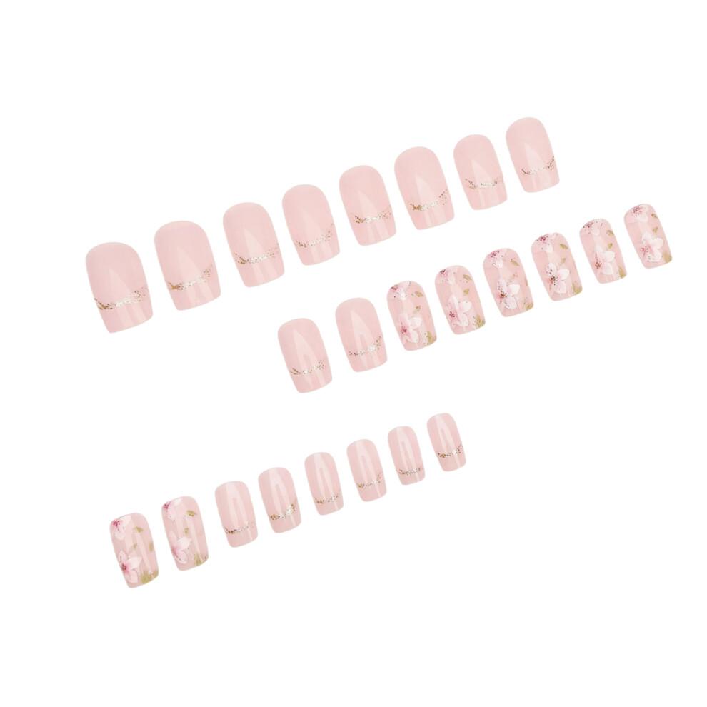 Roc-Electron Glitter Press-On Nails 24Pcs, Short Coffin, Shiny