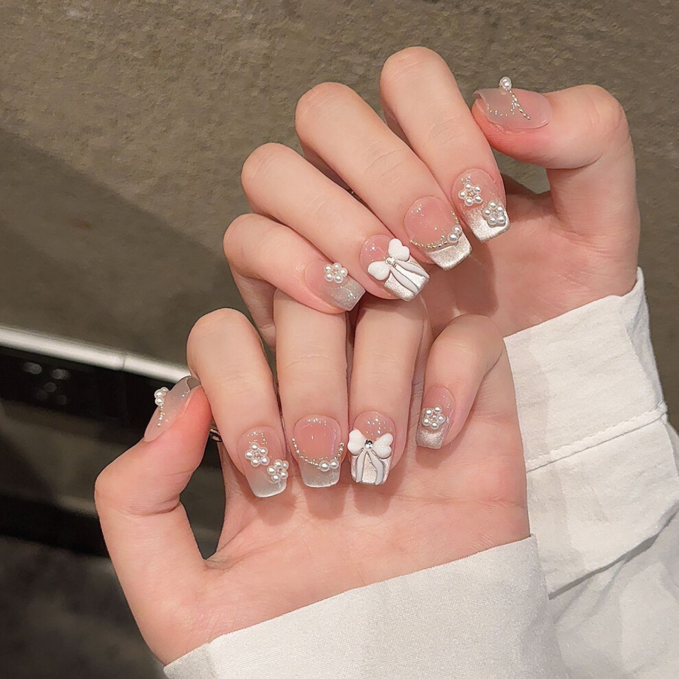 Roc-Electron (Ultra Short Ladder) Cat Eye Fake Nails - Odorless & Comfortable
