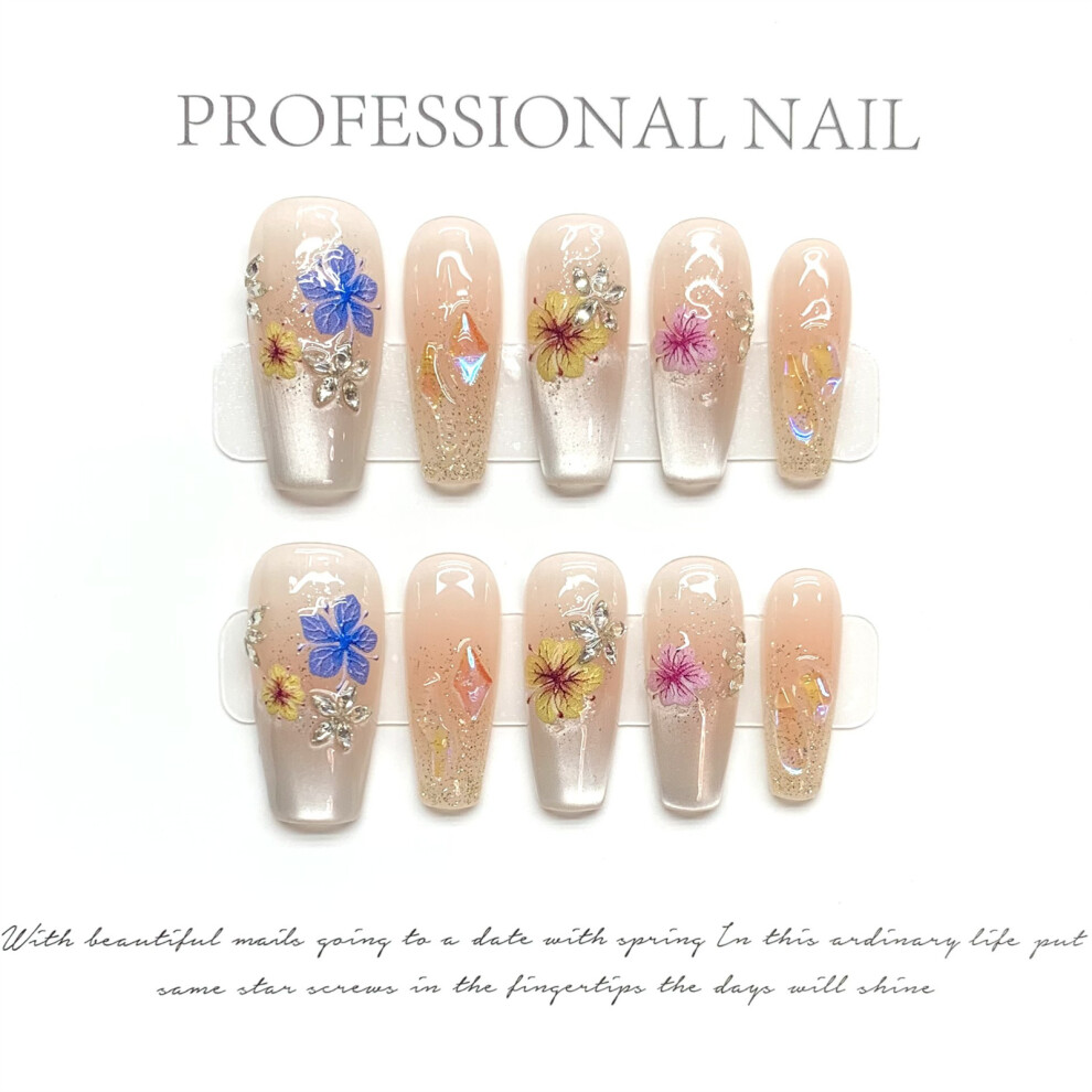 Roc-Electron (Middle Ladder) 10Pcs Glossy Press-On Cat Eye Nails