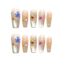 (Middle ladder) 10PCS Glossy Press-on Cat Eye Nails