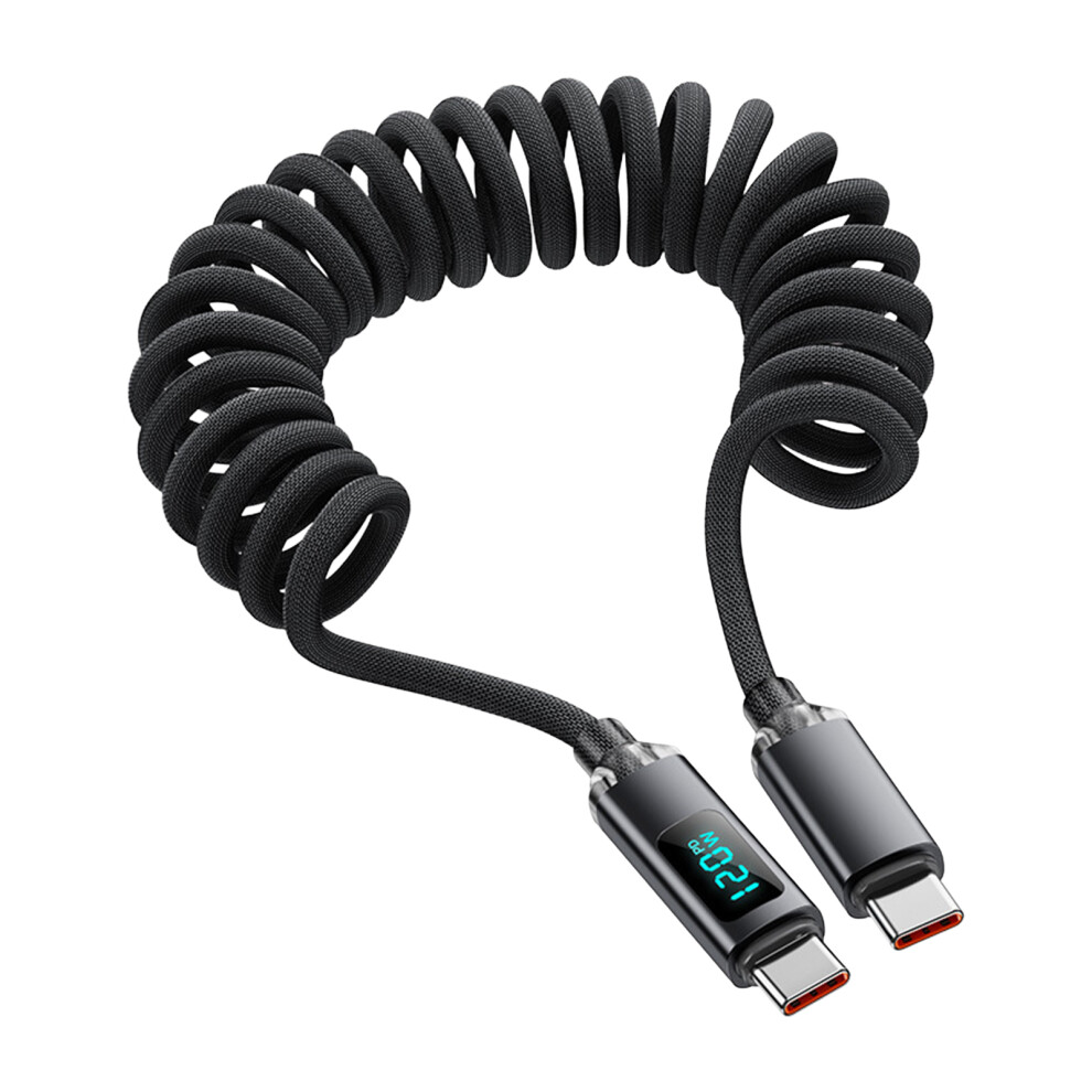 (1M ) 120W Fast Charging Type C Cable W/ Display Black 6431700977028