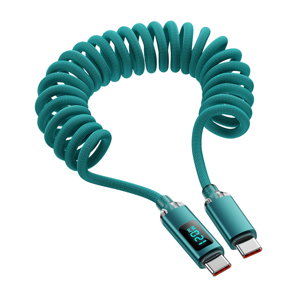 (1M ) 120W Fast Charging Type C Cable W/ Display Green 6431700977042