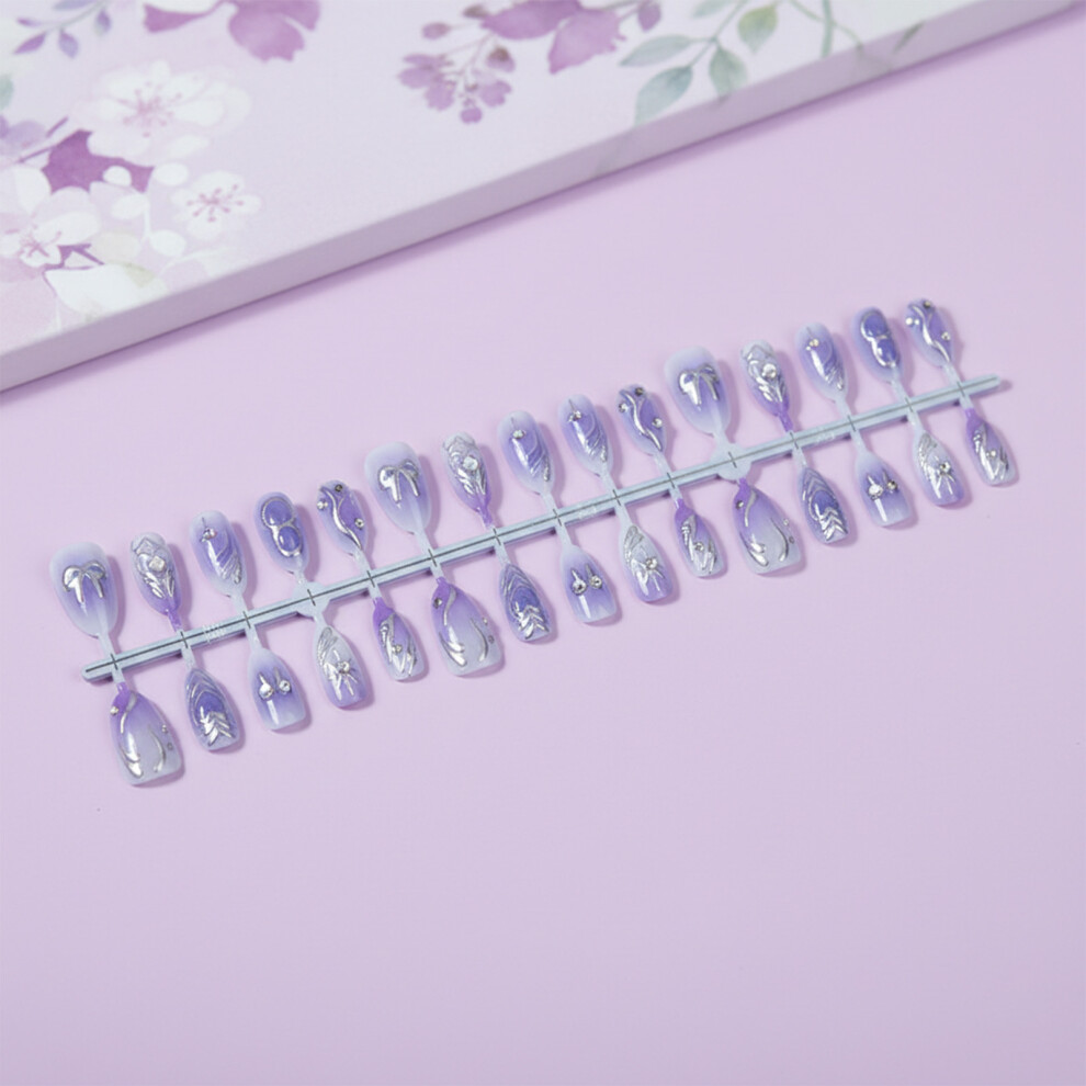 Dcph-Clothing 3D Heart Bowknot False Nails - 30Pcs Reusable