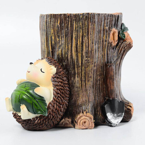 (Leaf) Cute Hedgehog Pen Holder for Desk - 50 Chars