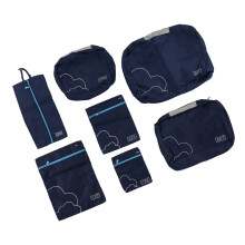 7pc Navy Blue Polyester Luggage Packing Cubes