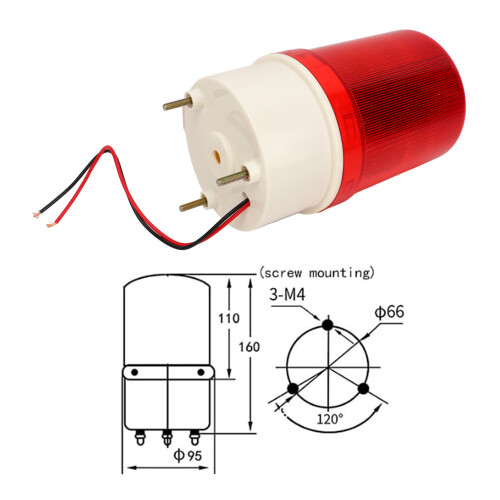 LED Rotating Strobe Beacon Light 10W Red 220V 1