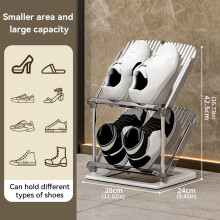 (Transparent Grey, 2 Layer) Sturdy Narrow Shoe Rack for Closet & Living Room