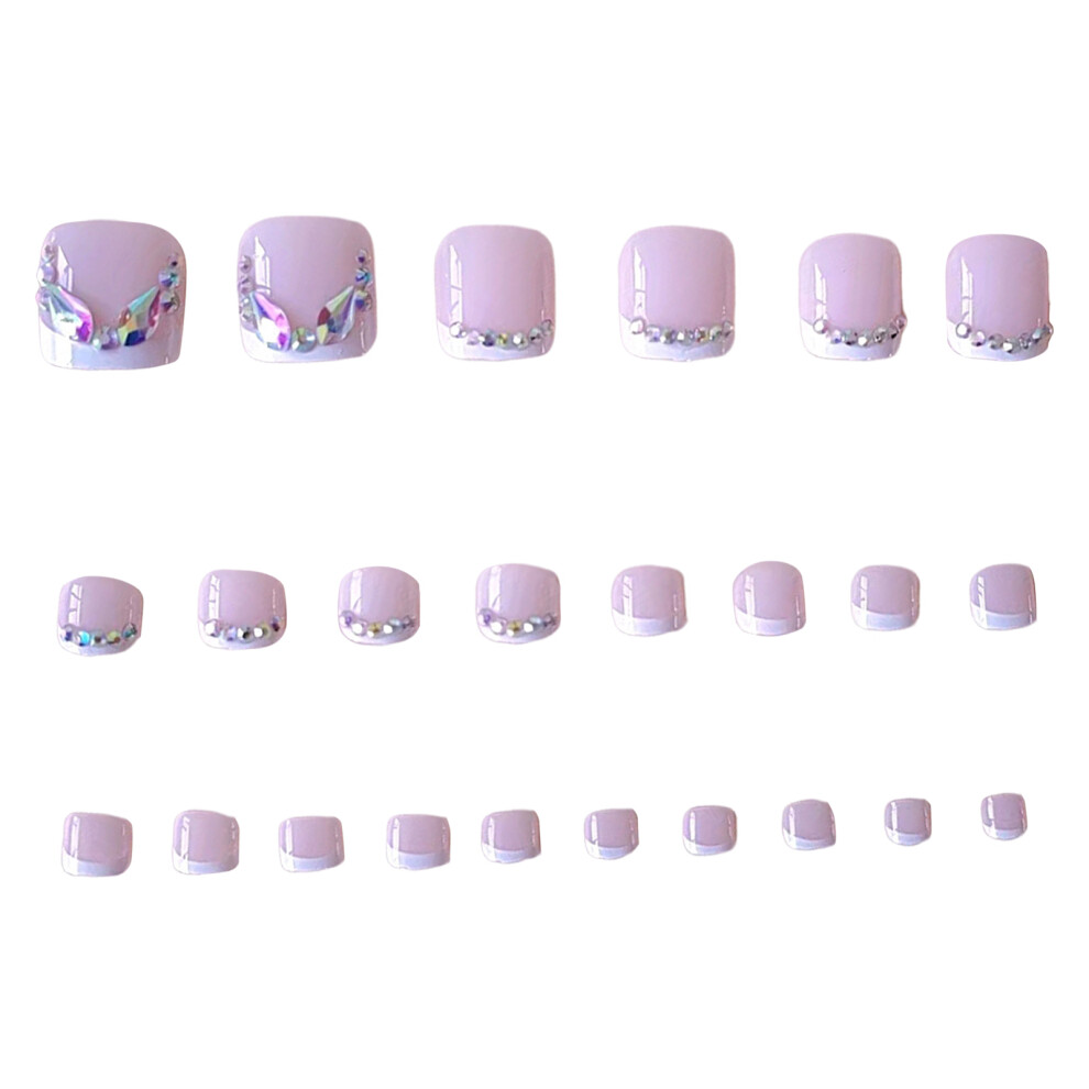 Penghui-Toys Women Pink Press On Toenails 3D Rhinestone Charms Design Nails For Diy Nail Design Art Salon