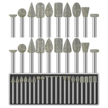 20 Stück 60er-Diamantschleifer-Bits, 1/8-Zoll-Schaft, Kompatibel mit Stein, Glas, Harz, Porzellan, Keramik, Quarz, Glasur, Stahl, Schnitzerei