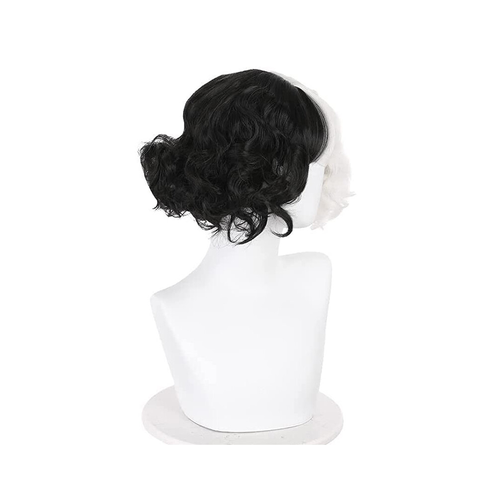 Roc-Electron (B) Short Bob Wavy Wig With Bangs - Black & White