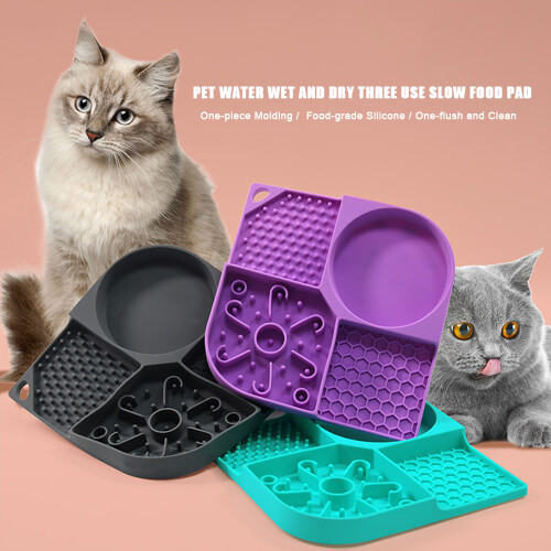 Silicone Lick Mat 21.1x21.1 cm, Purple/Green/Grey