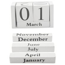 Calendario Perpetuo de Madera Vintage Bloques Shabby Chic Calendario de Escritorio Calendario de Cuadrados de Madera RúStica Oficina Casa