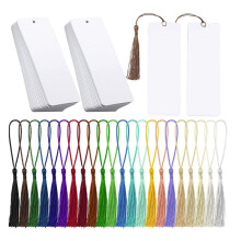 80Pcs Bookmark Blank Heat Transfer Bookmarks DIY Bookmarks with Hole and Colorful Tassels for Crafts