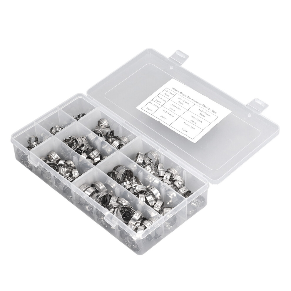 180Pcs Stainless Steel Fuel Hose Clamps Kit, Size 5.8-21Mm 4271388608584