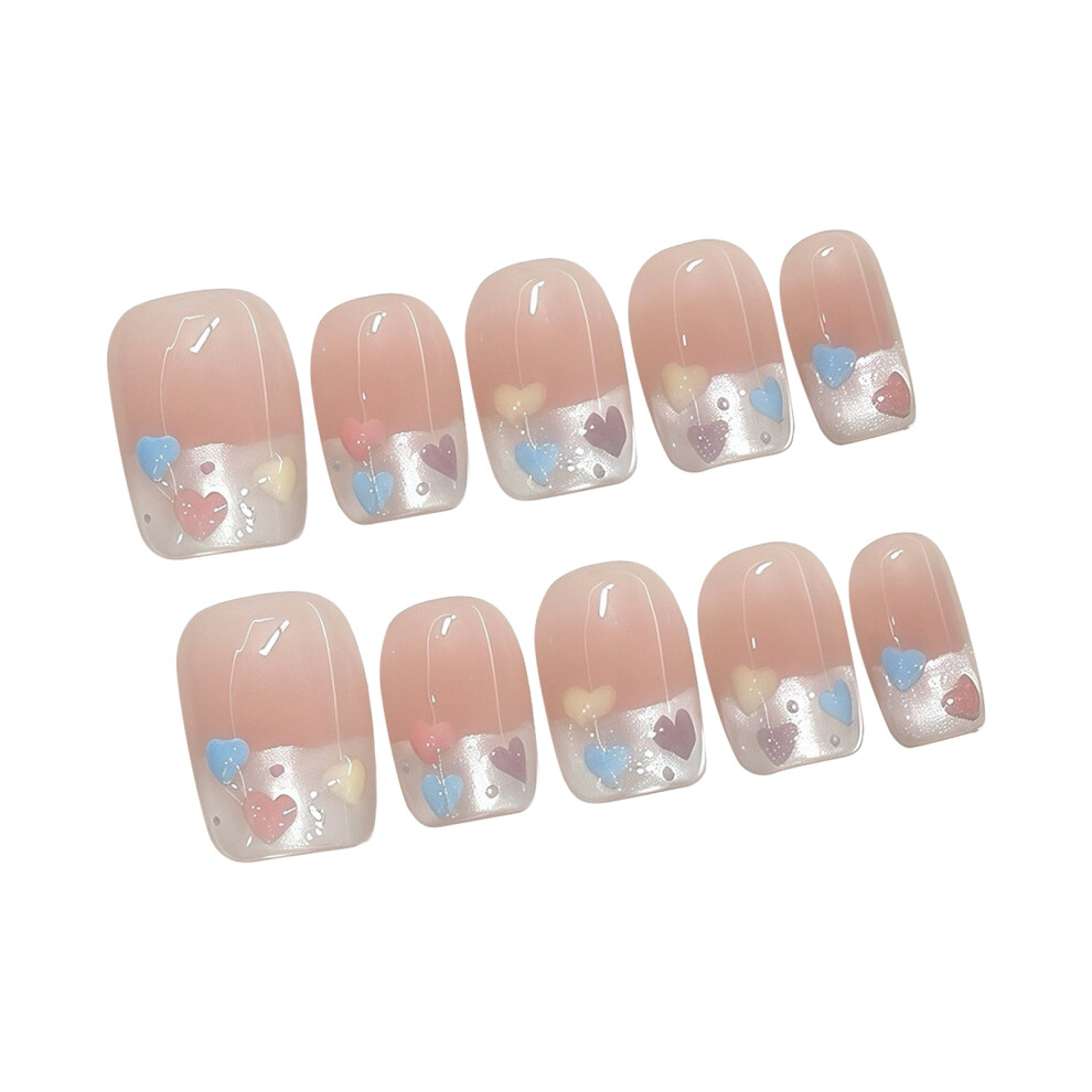 Penghui-Toys (Ultra Short Ladder) 10Pcs Full Cover Artificial Nails Durable Glossy Pink False Nails For Women Girls Manicure Diy