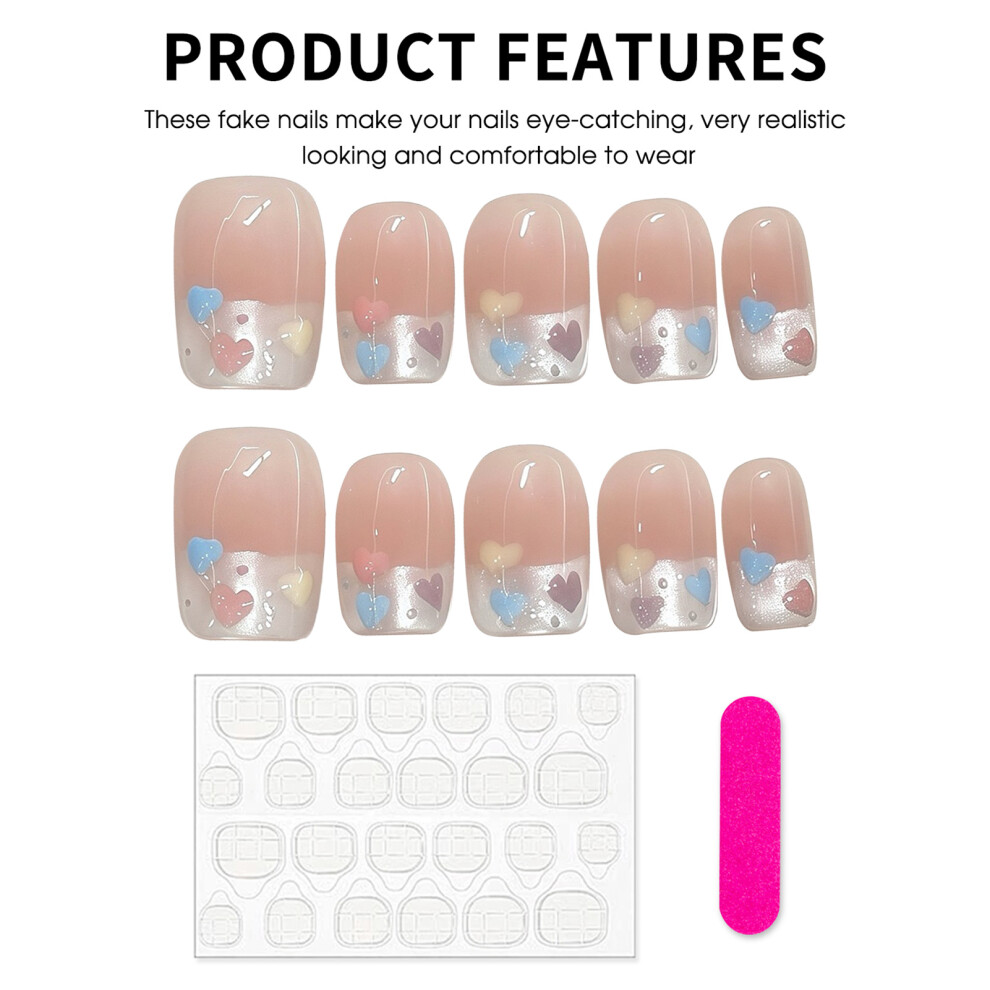 Penghui-Toys (Ultra Short Ladder) 10Pcs Full Cover Artificial Nails Durable Glossy Pink False Nails For Women Girls Manicure Diy
