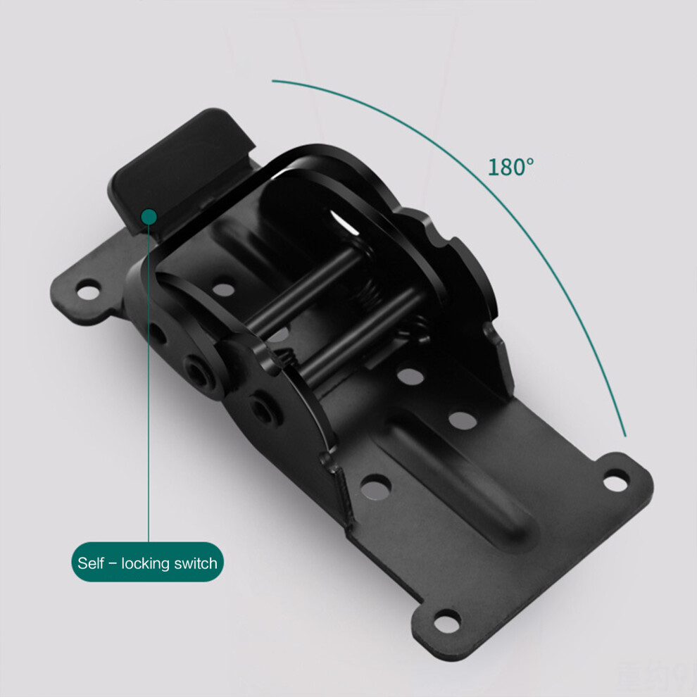 (Black, 4Pcs) Self-Locking Hinges Folding Brackets 180/90 Degree Self-Locking Folding Hinges For Table Bed Desk Legs 6431700983227