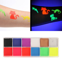 12-farbige wasserdichte fluoreszierende Gesichtsbemalungs-Palette für Körper und Partys Spaß