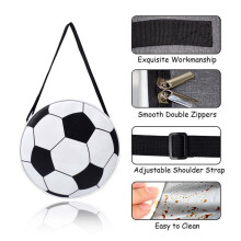 Football Lunch Bag with Strap, Reusable Round Thermal Bags for School Picnic Camping Outdoor- Black
