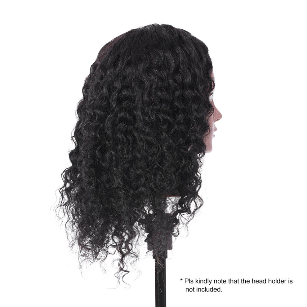 Unisex Black 15" 100% Real Hair Mannequin Head For Hair Styling Practice In