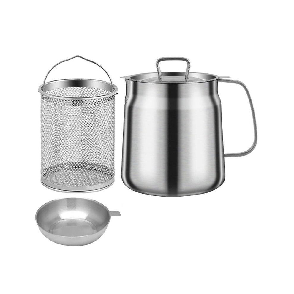 1.5L 304 Stainless Steel Versatile Oil Filter Tank Stainless Steel Oil Filter Pot Multi-Functional Oil Filter Tank 6031024809632