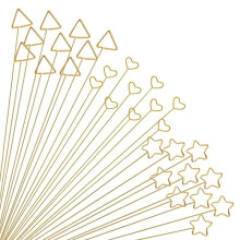 30 Stück Goldene Blumen-Kartenhalter-Stäbchen, 12-Zoll-Blumen-Picker Aus Metalldraht, Goldener Blumen-Picker-Kartenhalter, Dreieck, Herz, Stern