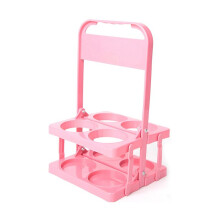 Porta-Bebidas de Plástico Dobrável com 4 Furos, Porta-Bebidas Reutilizável com Alça Porta-Bebidas Portátil Rosa