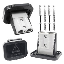 50 Amp Battery Quick Connect/Disconnect Connector Mounting Panel with Cover for Cars, Bicycles, ATV Winches, Lifts