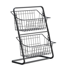 Kitchen Organizer Shelf Double Layer Seasoning Vegetables Fruits Holder Assembly Bathroom Removable Stand Storage Black