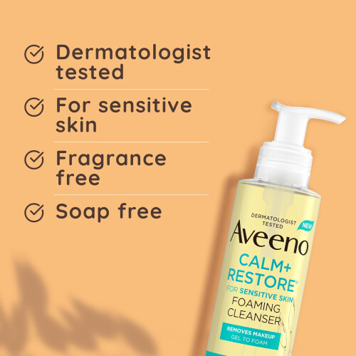 Aveeno Aveeno Face CALM+RESTORE Foaming Cleanser, Removes 2
