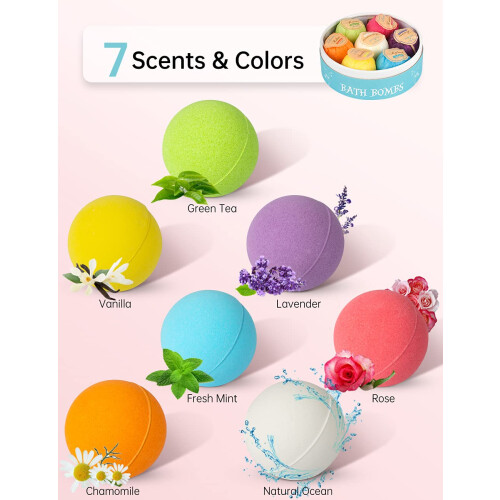 Aofmee Bath Bombs Gift Set, 7pcs 2