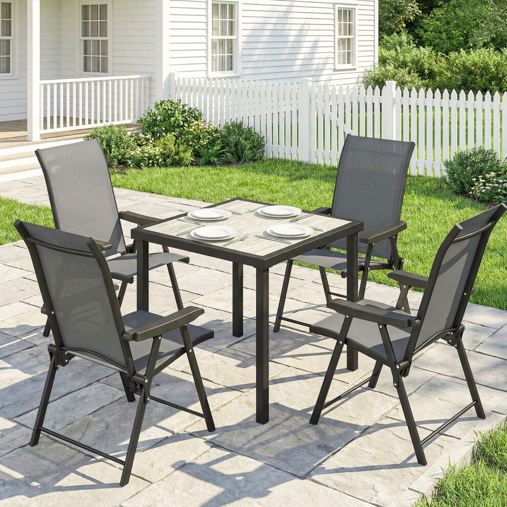 Outsunny 5 Pieces Outdoor Dining Set, Garden Dining Set For 4, Grey