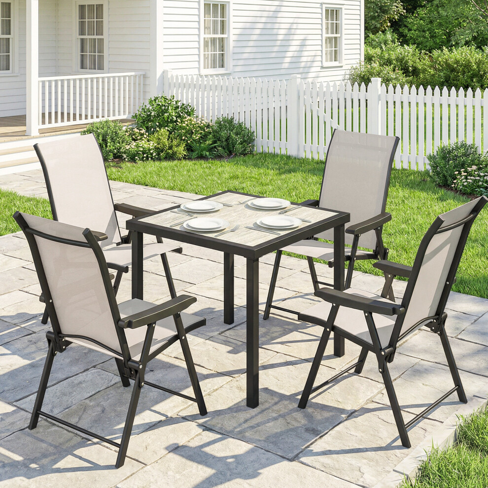 Outsunny 5 Pieces Outdoor Dining Set, Garden Dining Set For 4, Brown