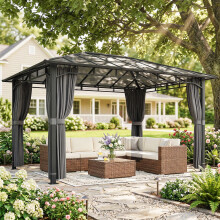 Outsunny 3 x 4 m Hardtop Gazebo with PC Roof, Aluminium Frame, Dark Grey
