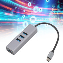 4 Port USB C Data Hub Aluminum Gray 5Gbps High-Speed USB 3.0