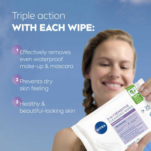 NIVEA NIVEA 3in1 Sensitive Cleansing Wipes (25 1