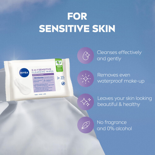 NIVEA NIVEA 3in1 Sensitive Cleansing Wipes (25 2